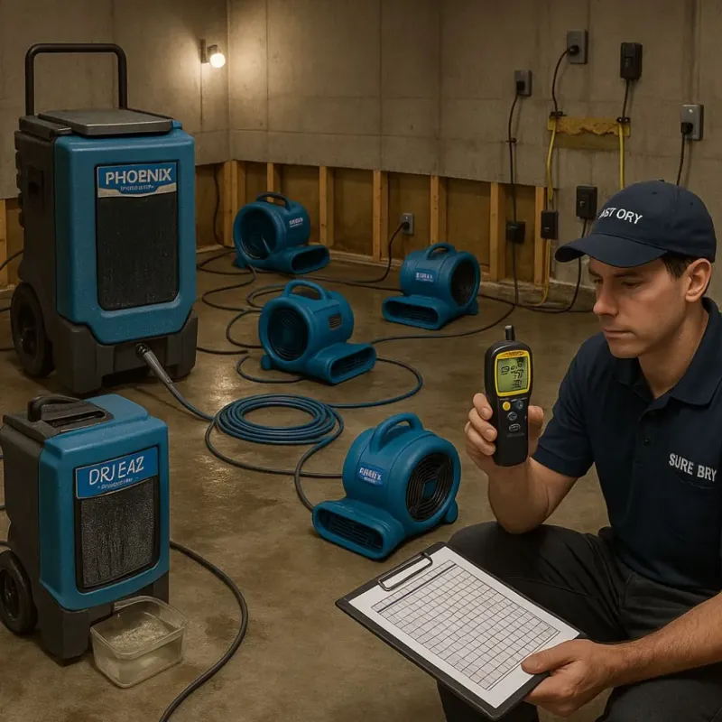 Structural Drying and Dehumidification process in Branford, CT